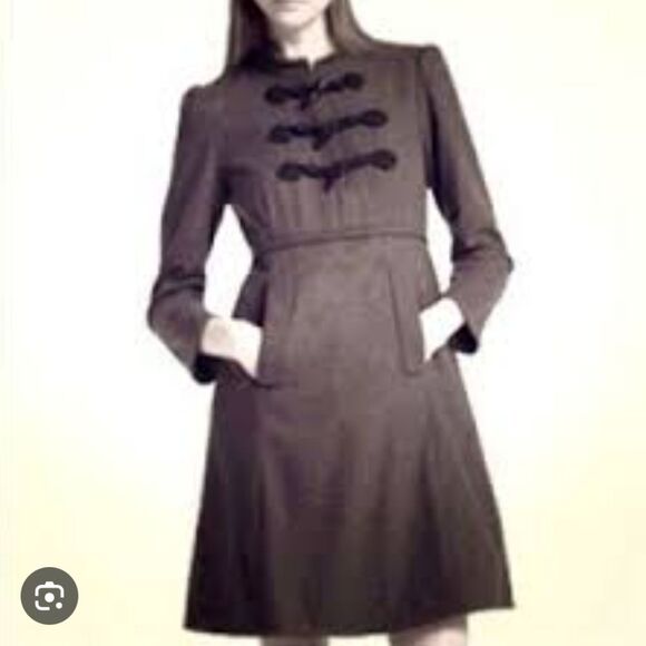 Marc Jacobs Brown Wool A Line Dress with Black Accents Pockets  L - Picture 1 of 13